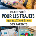 Famille heureuse jouant à des jeux en voiture durant un road trip