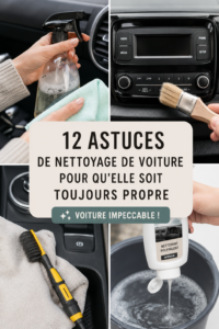 Une main utilisant un produit de nettoyage pour voiture