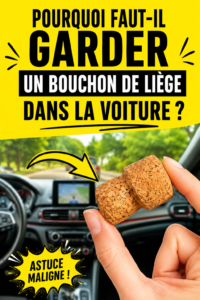 Bouchon de liège sur un tableau de bord de voiture, utile et pratique.