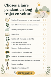 famille jouant à des jeux dans une voiture lors d'un long trajet