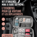 Un mini kit d'urgence pour voiture, prêt à être utilisé en cas de besoin, avec divers articles de sécurité.