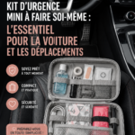 Un mini kit d'urgence pour voiture, prêt à être utilisé en cas de besoin, avec divers articles de sécurité.