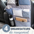 Image d'un organisateur de voiture DIY rempli d'objets utiles et bien rangés.