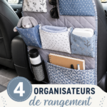 Image d'un organisateur de voiture DIY rempli d'objets utiles et bien rangés.