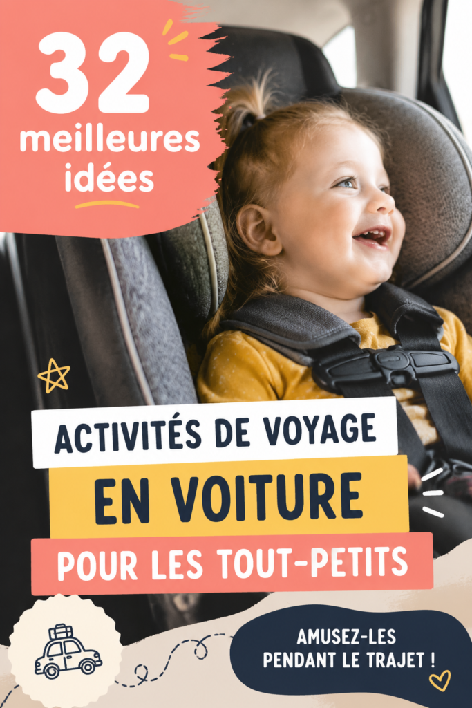 Une famille heureuse voyageant en voiture avec des enfants occupés par des jeux