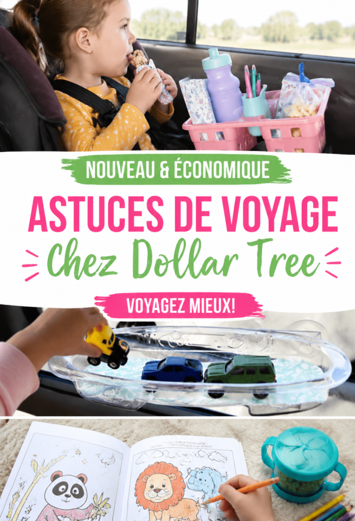 Un couple en voyage dans une voiture avec des fournitures de Dollar Tree pour un road trip économique