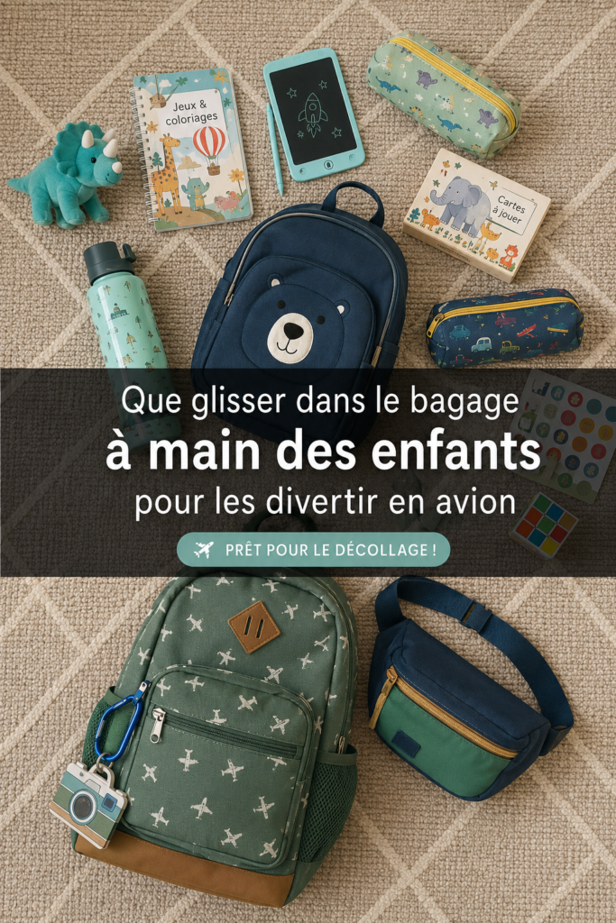 Un enfant jouant avec un livre dans un avion, illustrant l'importance d'occuper les jeunes durant un vol.