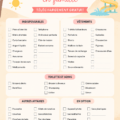 Une famille heureuse prête pour une journée au parc aquatique avec leur checklist.