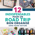 Vue d'une voiture bien organisée pour un road trip, avec des accessoires pratiques.