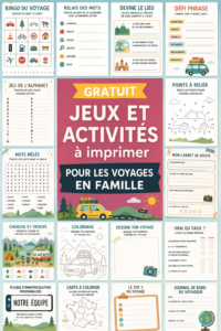 Une famille joyeuse jouant à des jeux pendant un road trip