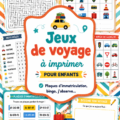 Enfants jouant à des jeux de route imprimables pendant un trajet en voiture.