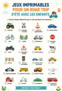 Des jeux de voyage imprimables pour des vacances d'été en famille