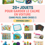Sélection de jouets pratiques pour enfants en voiture.