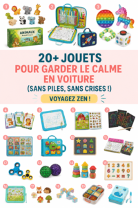 Sélection de jouets pratiques pour enfants en voiture.