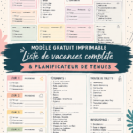 Modèle de liste de bagages imprimable pour des vacances relaxantes.