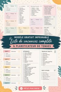 Modèle de liste de bagages imprimable pour des vacances relaxantes.