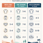 Checklist de voyage imprimable avec des essentiels pour des vacances réussies.