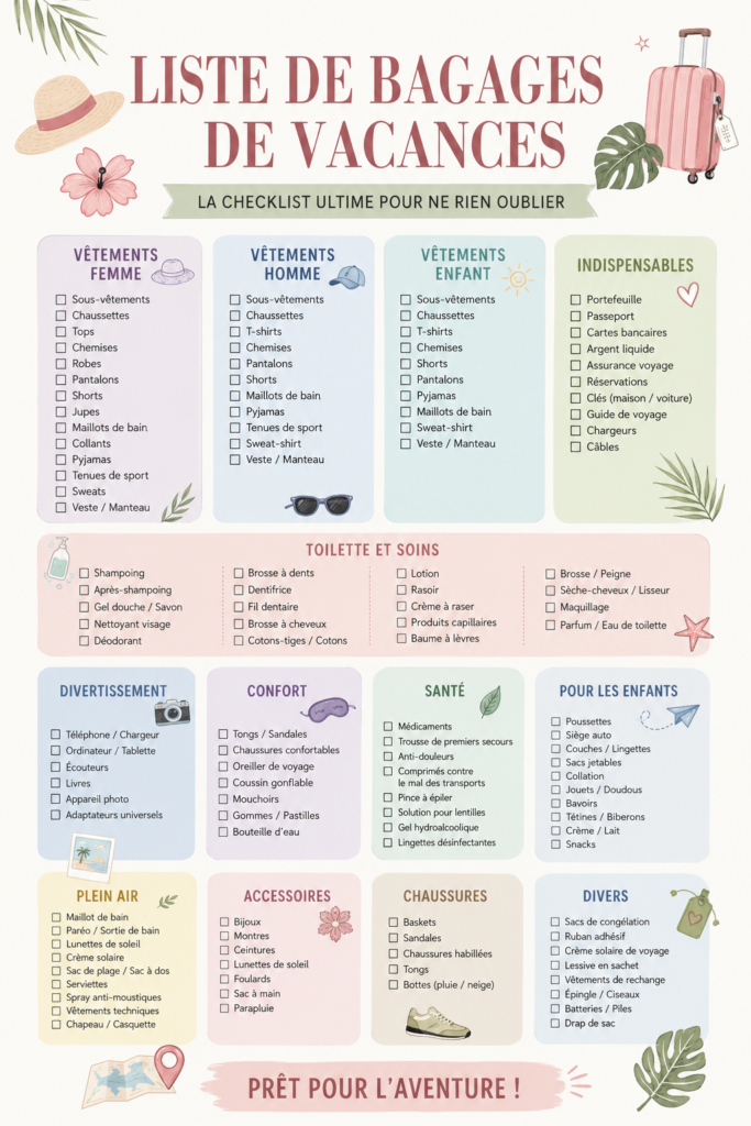 Femme en train de préparer sa valise avec une checklist