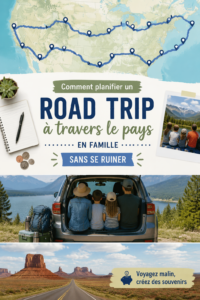 Famille heureuse en voiture lors d'un road trip en famille