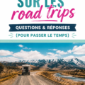 Un groupe de famille se divertissant avec des questions de culture générale lors d'un road trip.