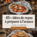 Un plat de repas savoureux et coloré préparé pour le camping, présenté dans un environnement naturel