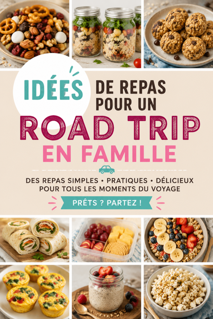 Repas faits maison préparés pour un road trip en famille
