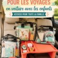 Une famille heureuse en voiture, souriant pendant un road trip.
