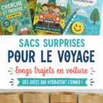 Sacs surprises colorés prêts pour un trajet en voiture