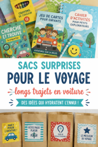 Sacs surprises colorés prêts pour un trajet en voiture