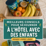 Une famille heureuse en vacances à l'hôtel avec des enfants qui s'amusent.