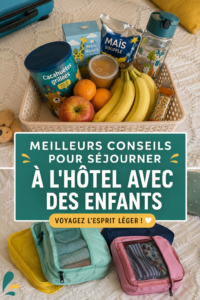 Une famille heureuse en vacances à l'hôtel avec des enfants qui s'amusent.