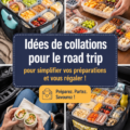 Plateau de collations pour un road trip avec fruits, noix et barres granola