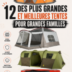 Une grande tente familiale au bord d'un lac pendant un camping