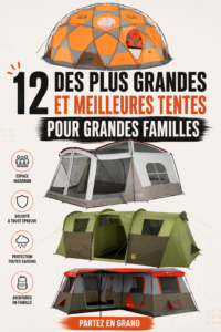 Une grande tente familiale au bord d'un lac pendant un camping