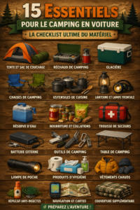 Accessoires indispensables pour le camping en voiture, prêt pour l'aventure