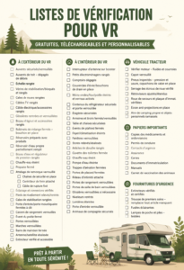 Femme préparant une check-list pour un voyage en camping-car