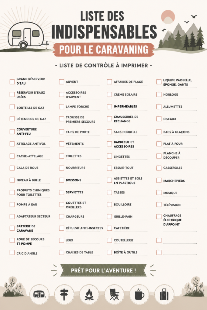 Checklist de voyage pour préparer votre caravane.