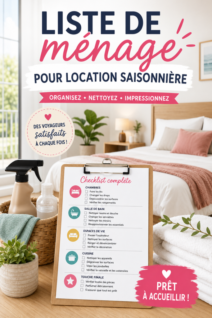 Checklist de ménage pour préparer une maison familiale avant les vacances.