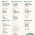 Checklist de voyage organisée sur une table en bois avec des accessoires de voyage