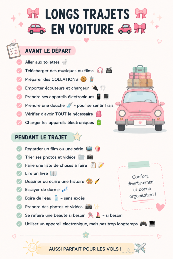Famille heureuse en voiture prête pour un long voyage
