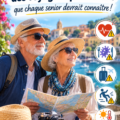 Une femme senior souriante préparant ses bagages pour un voyage.