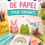 Des enfants s'amusant avec des jeux en papier colorés