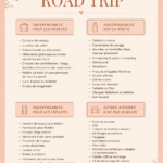 Une valise bien préparée pour un road trip avec divers accessoires de voyage, idéal pour un départ serein.