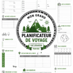 Planificateur de voyage imprimable avec des sections pour organiser ses vacances.