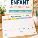 Un semainier pour enfant coloré à imprimer avec des jours de la semaine et des pictogrammes