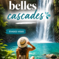 Une belle cascade entourée de verdure, parfaite pour une sortie en famille.