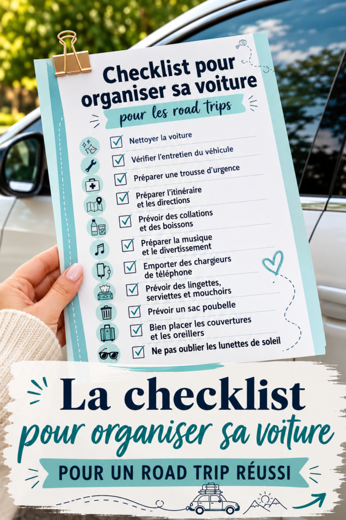 Une voiture familiale prête pour un road trip avec des bagages bien rangés.