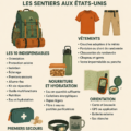 Une famille heureuse préparant des sacs à dos pour une randonnée en pleine nature.