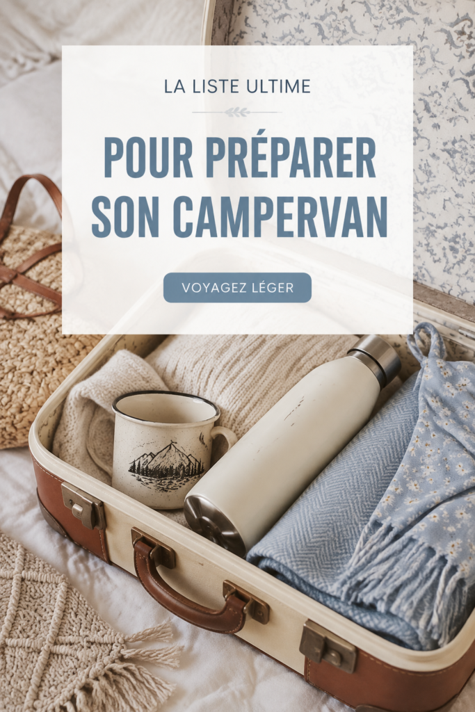 Checklist complète pour un road trip en van avec accessoires et équipement.