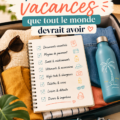 Checklist de vacances avec des éléments variés sur une table